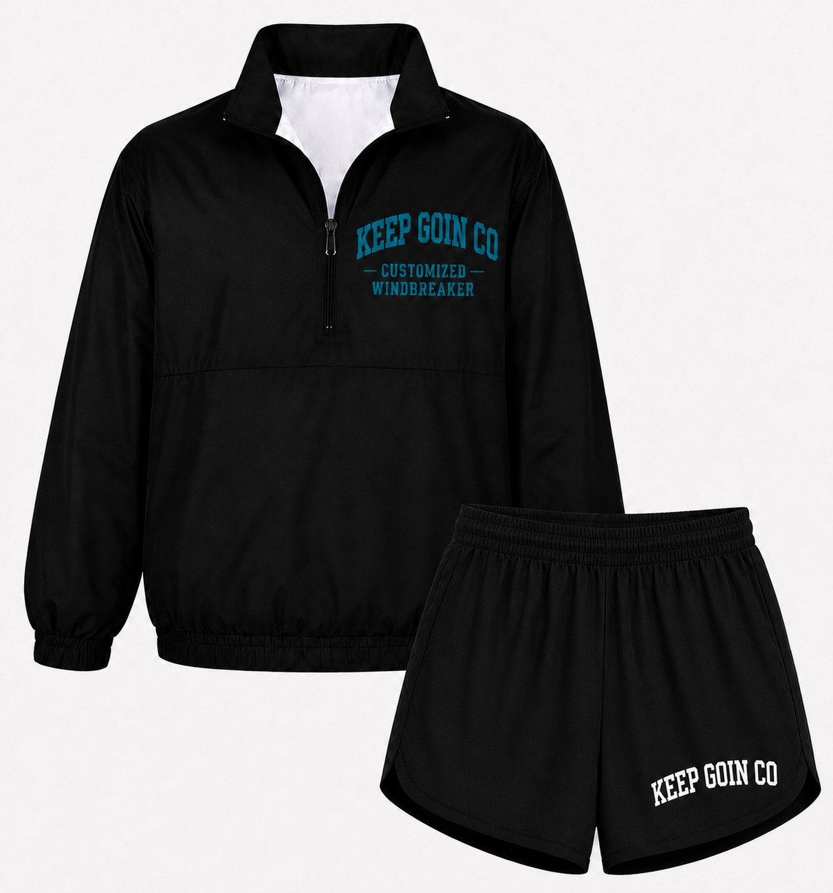 customized windbreaker + shorts set